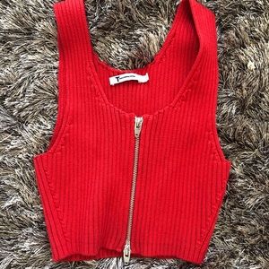 Alexander Wang rib knit zip cropped tank